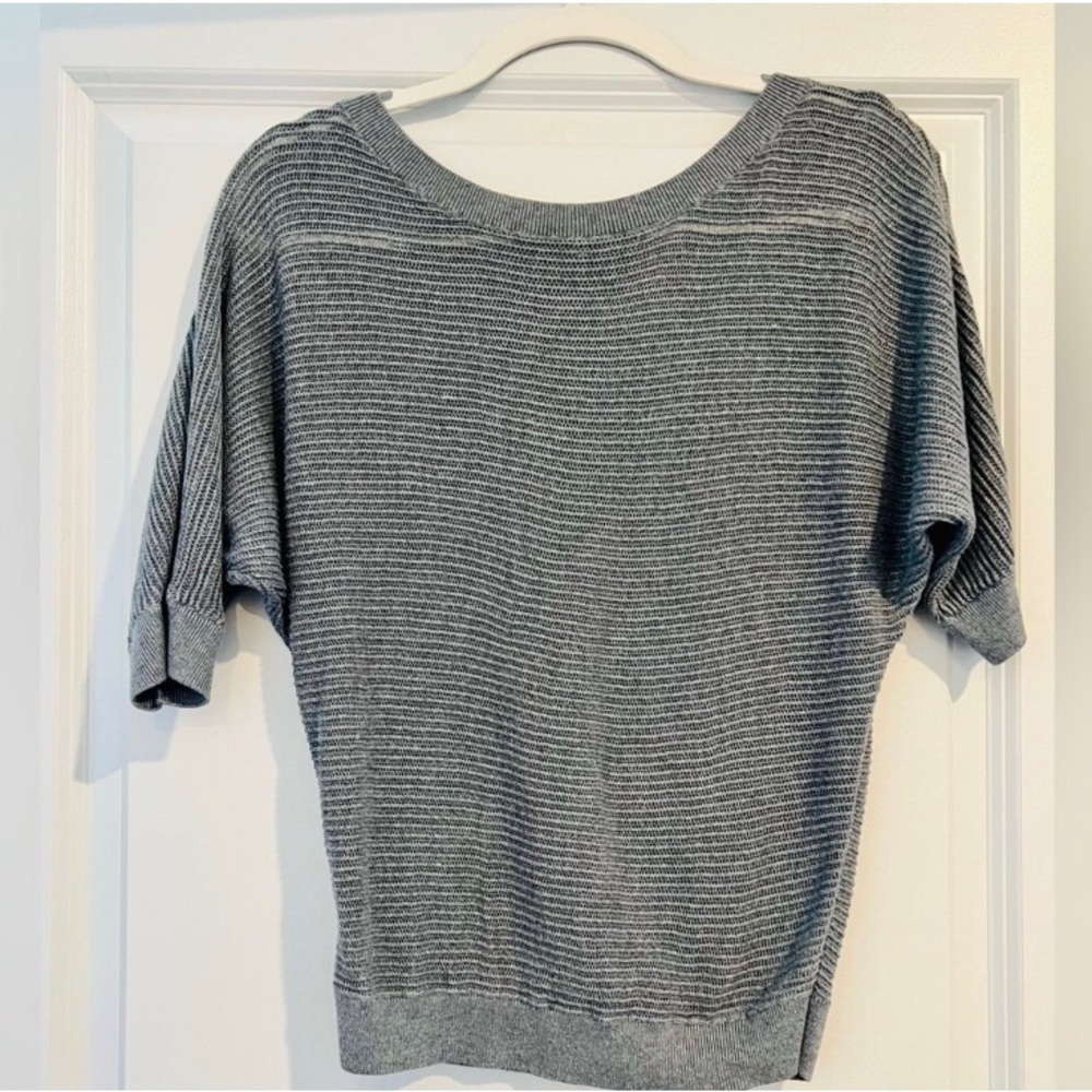 Express Short Dolman Sleeve Gray Open Knit Rayon Sweater, Size Medium